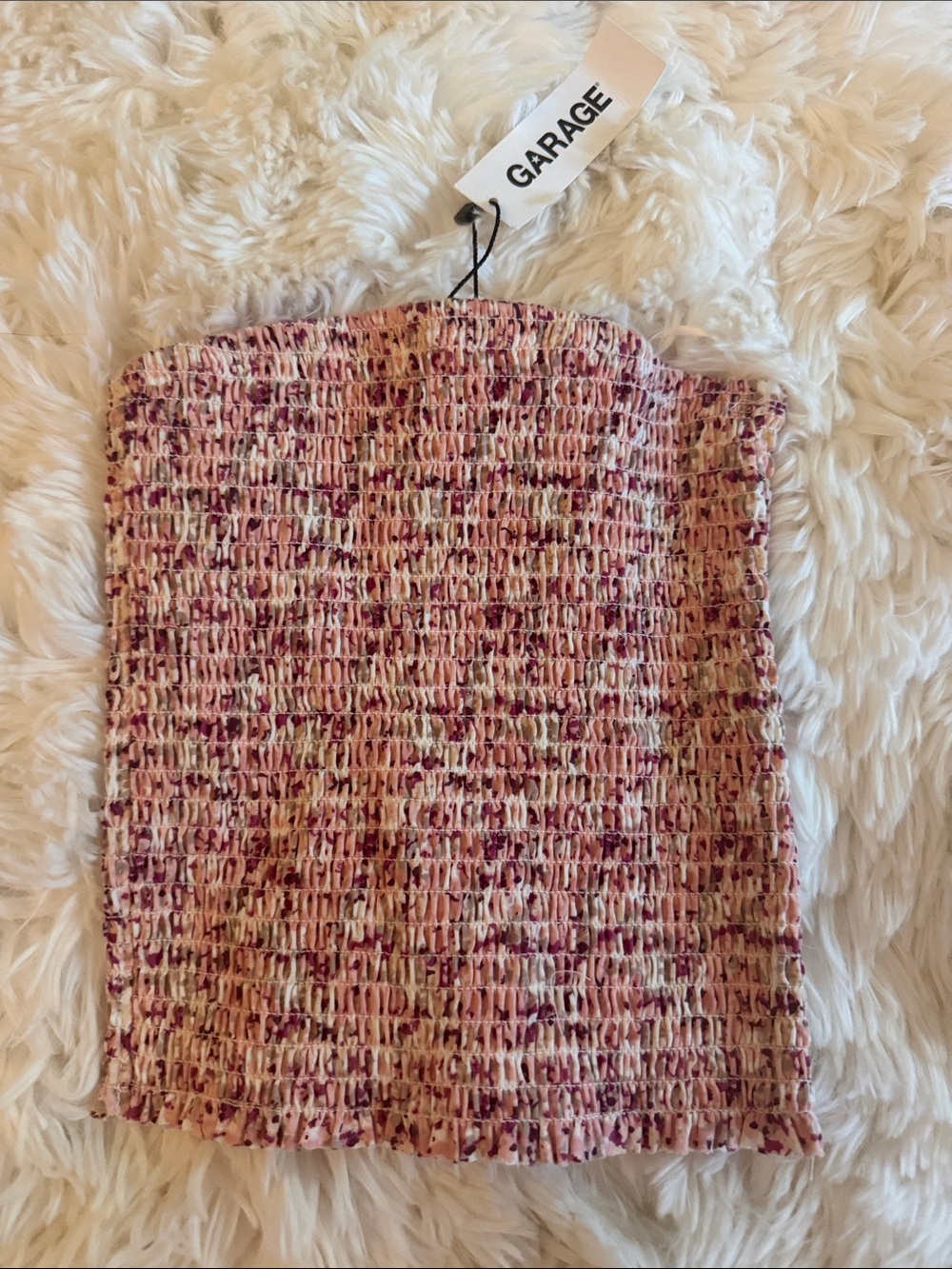 Garage Pink Tweed Smocked Mini Skirt